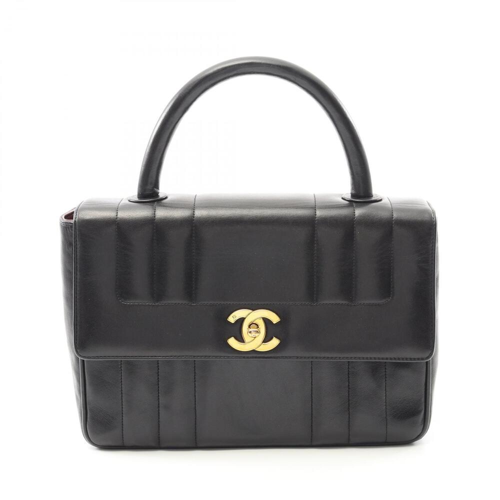 Chanel Mademoiselle Handbag Lambskin Sheepskin Black